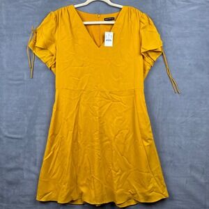 J.Crew Mercantile Yellow Dress, V Neck, Tie Sleeve,‎ Women's Size 14, New